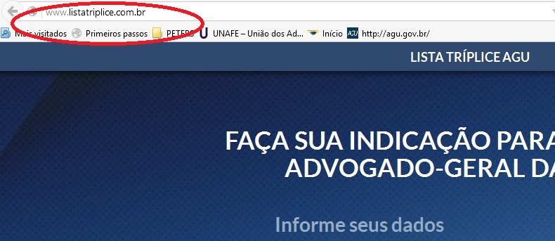 Digite o endereço da Lista no seu navegador
